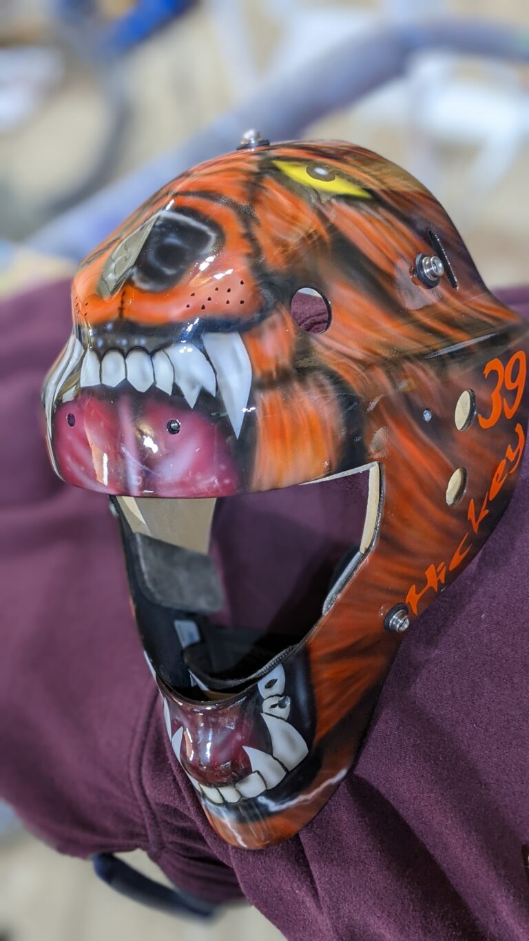 Big Tiki's Airbrushing Airbrush Airbrush Services Custom Paint Custom Painter Custom Airbrush Custom Goalie Masks Goalie mask painter Motorcycle painter Motorcycle airbrush Airbrush artist