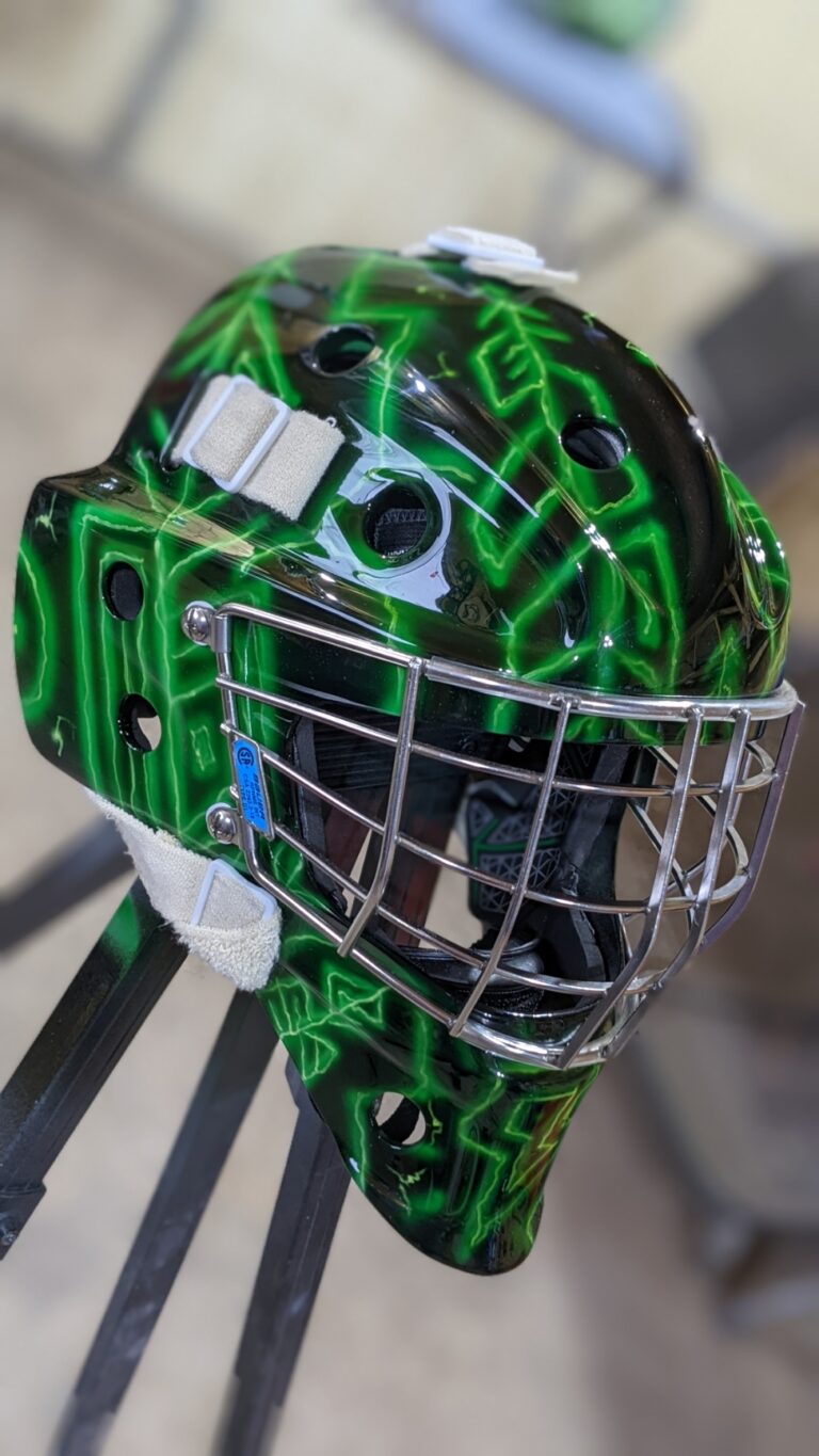 Neon green Lightning Goalie Mask
