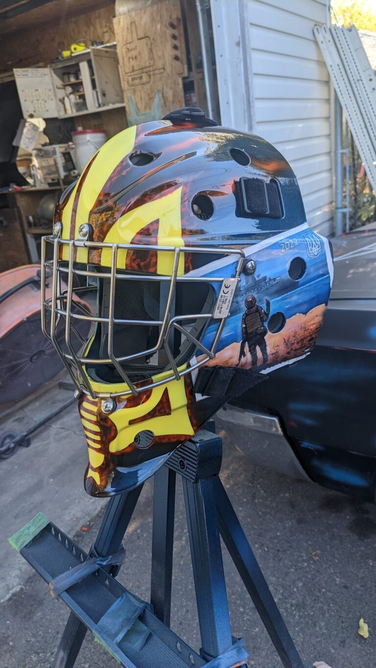 Support Ukraine Custom Painted Goalie Mask